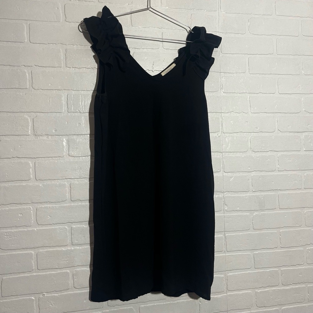 entro Black Ruffle Strap Mini Dress